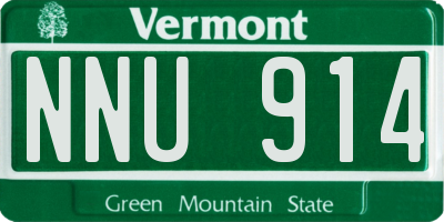 VT license plate NNU914