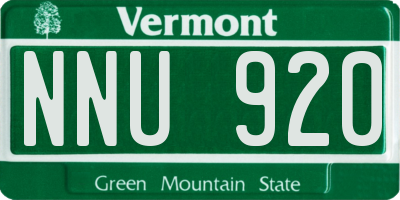 VT license plate NNU920