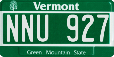 VT license plate NNU927