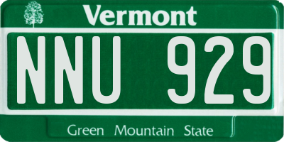 VT license plate NNU929