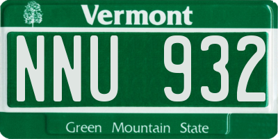 VT license plate NNU932