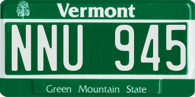 VT license plate NNU945