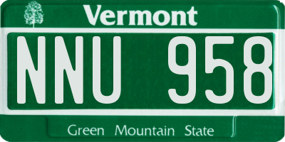 VT license plate NNU958