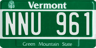 VT license plate NNU961