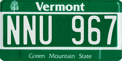 VT license plate NNU967