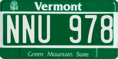 VT license plate NNU978