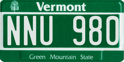 VT license plate NNU980