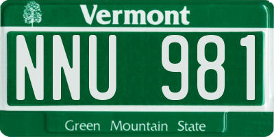 VT license plate NNU981