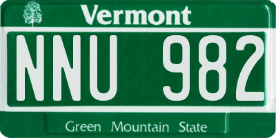 VT license plate NNU982