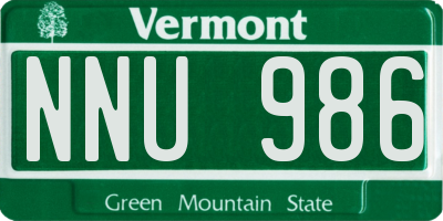 VT license plate NNU986