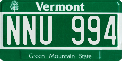 VT license plate NNU994