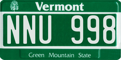 VT license plate NNU998