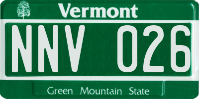 VT license plate NNV026