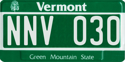 VT license plate NNV030
