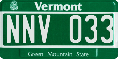 VT license plate NNV033