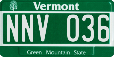 VT license plate NNV036