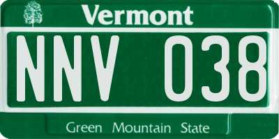 VT license plate NNV038