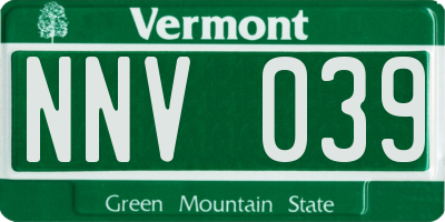 VT license plate NNV039