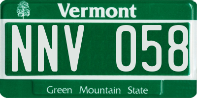 VT license plate NNV058