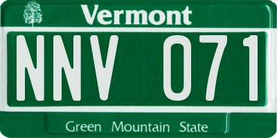 VT license plate NNV071