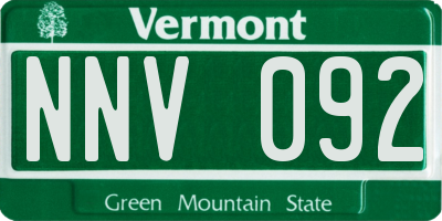 VT license plate NNV092