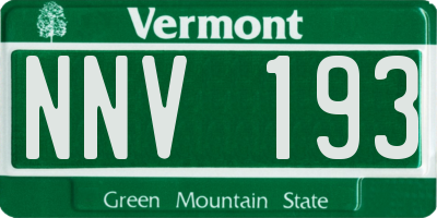 VT license plate NNV193