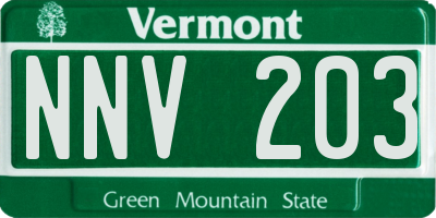 VT license plate NNV203