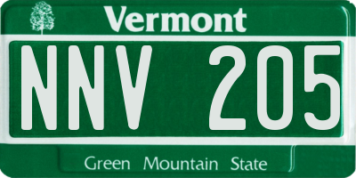 VT license plate NNV205