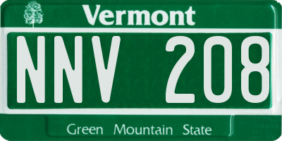 VT license plate NNV208