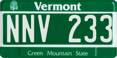 VT license plate NNV233