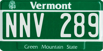VT license plate NNV289