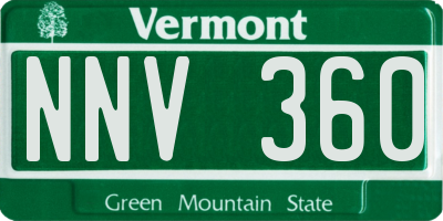 VT license plate NNV360