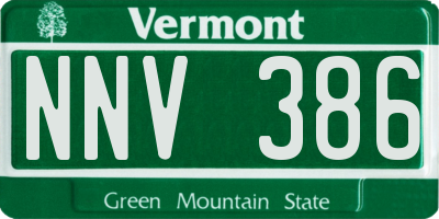 VT license plate NNV386