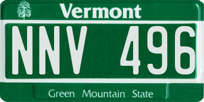 VT license plate NNV496