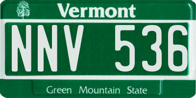 VT license plate NNV536