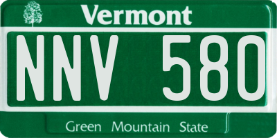 VT license plate NNV580
