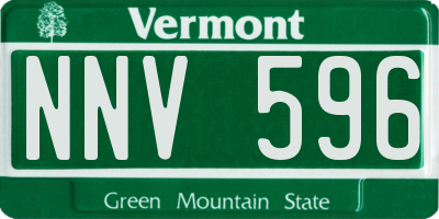 VT license plate NNV596