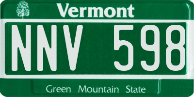 VT license plate NNV598
