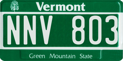 VT license plate NNV803