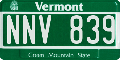VT license plate NNV839