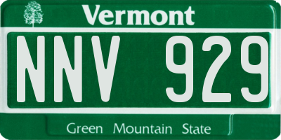 VT license plate NNV929
