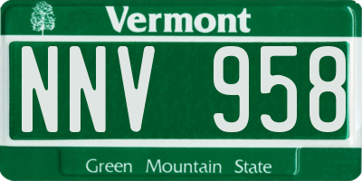 VT license plate NNV958