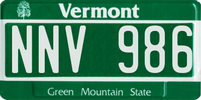 VT license plate NNV986