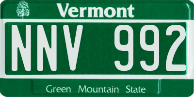 VT license plate NNV992