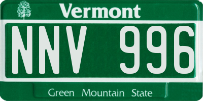 VT license plate NNV996