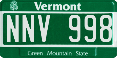 VT license plate NNV998