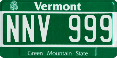 VT license plate NNV999