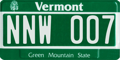 VT license plate NNW007