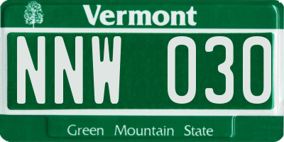 VT license plate NNW030