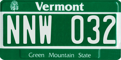 VT license plate NNW032